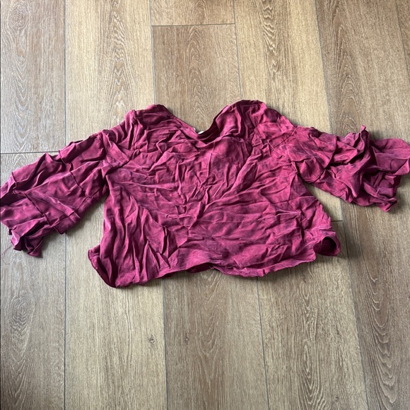 Paper Crown Deep Red Ruffle Blouse - Picture 8 of 8